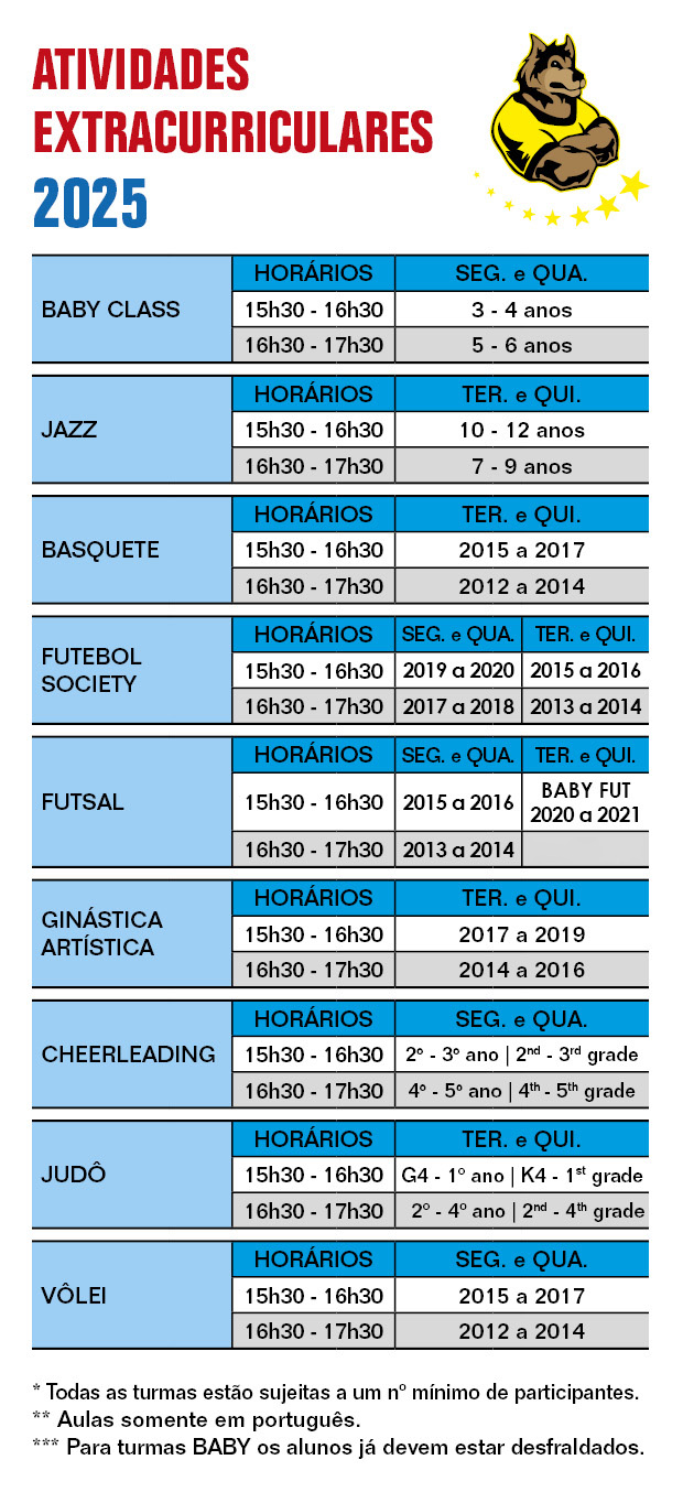 Tabela de Horários