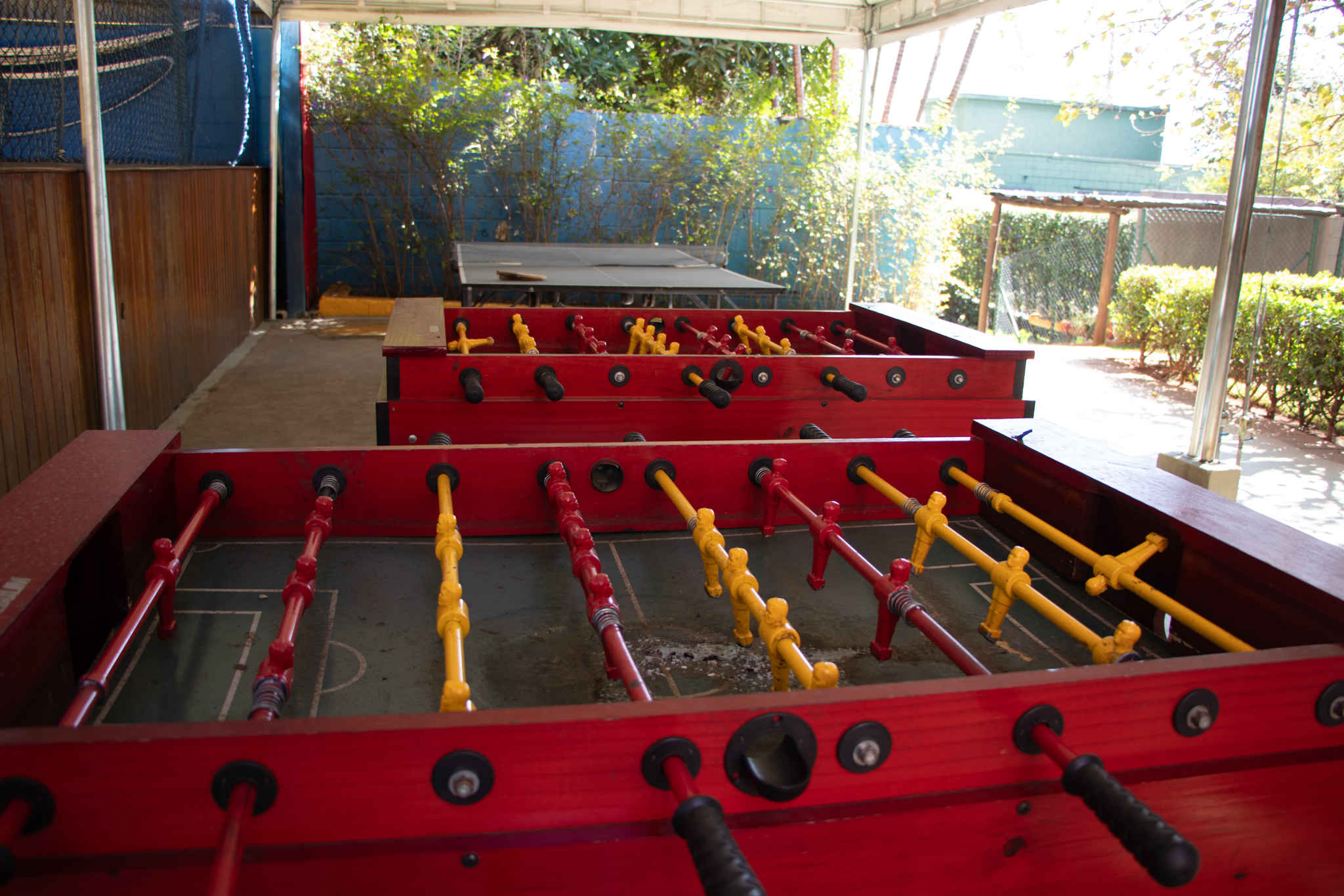 Recreation area with foosball table